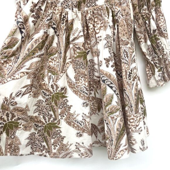 Pilcro Women's Small White Paisley Long Sleeve Open Back Mini Dress Cotton - Picture 3 of 13